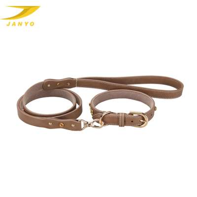 Custom running comfortable soft leather dog leash and collar