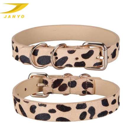 High quality popular leopard pattern horse hair dog collar for dog