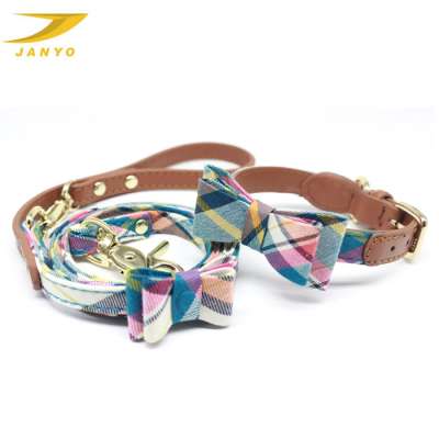 Wholesale personalized high quality modern stylish bow tie dog collar leash set