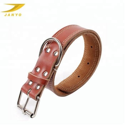 Factory wholesale personalized soft plain high quality handmade genuine leather dog collar