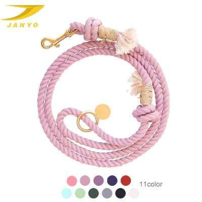 Wholesale custom hot sale popular 11color fashion comfortable 100% cotton rope dog leash