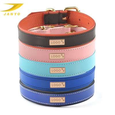 Amazon pet collar manufacturers diy custom logo private label fashion luxury genuine leather dog collar